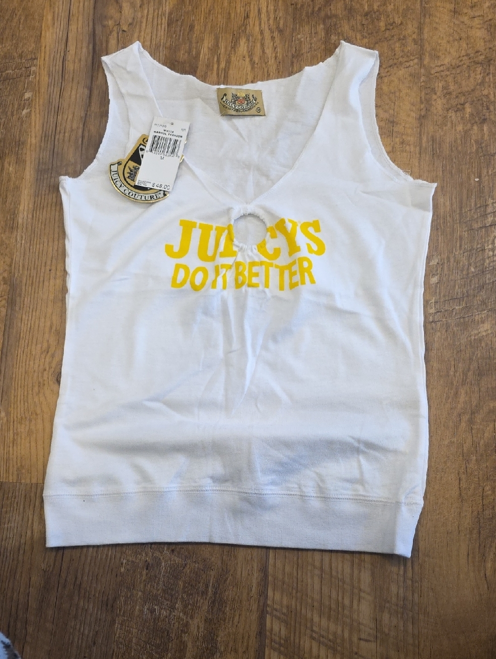 Juicy Couture Y2K Keyhole Tank NWT Yellow Logo Cutout